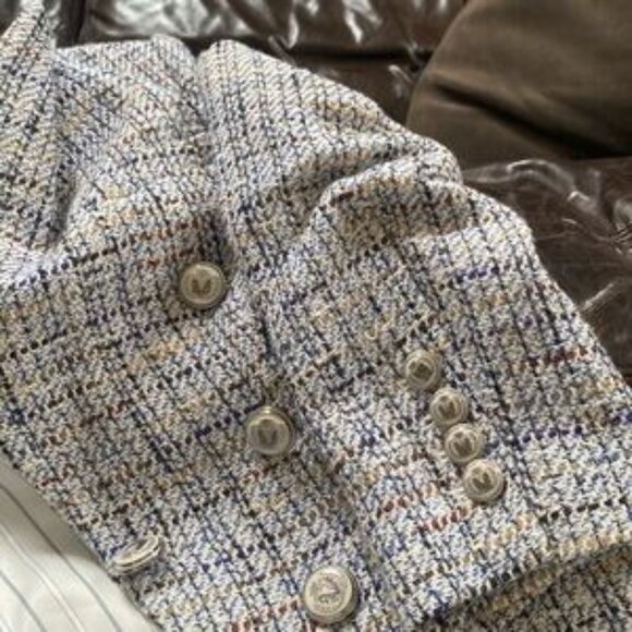 Veronica Beard Textured Blazer in Blue and White - Picture 4 of 5